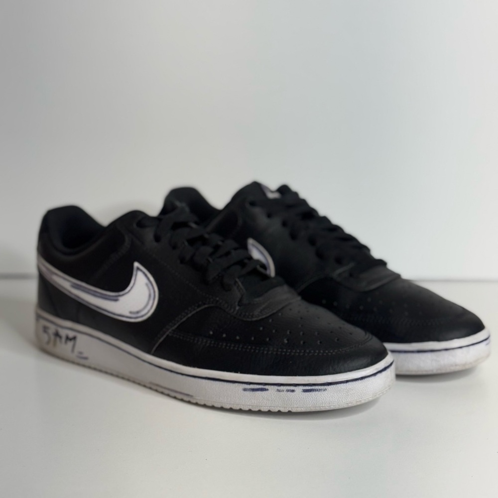Men’s Nike Court Vision Low Next Nature Black/White Sneakers Size 9.5 - USED